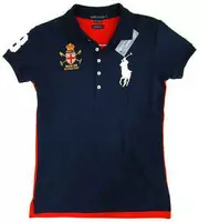 polo tee shirt femmes short pl215 blue red